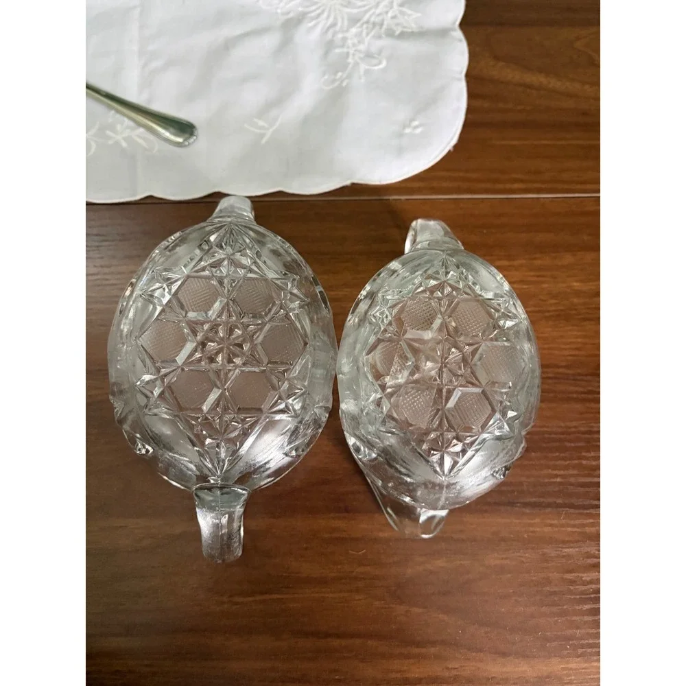 American Brilliant Period Style Cut Glass Creamer and Sugar Set, Vintage Crystal